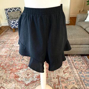 Shein Curve 4XL Black Shorts with Ruffle Trim and Tie Waist